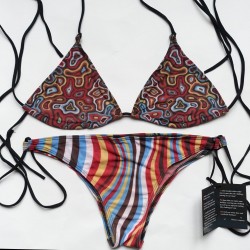 Бордовый бикини купальник пропускающий загар Suntan